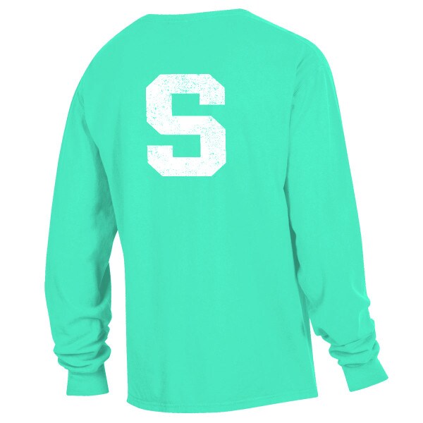 Penn State University long sleeve light green mint t-shirt back image